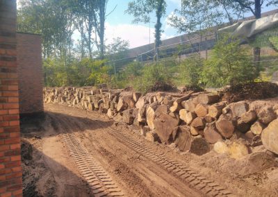 Opslag van stukken boomstam